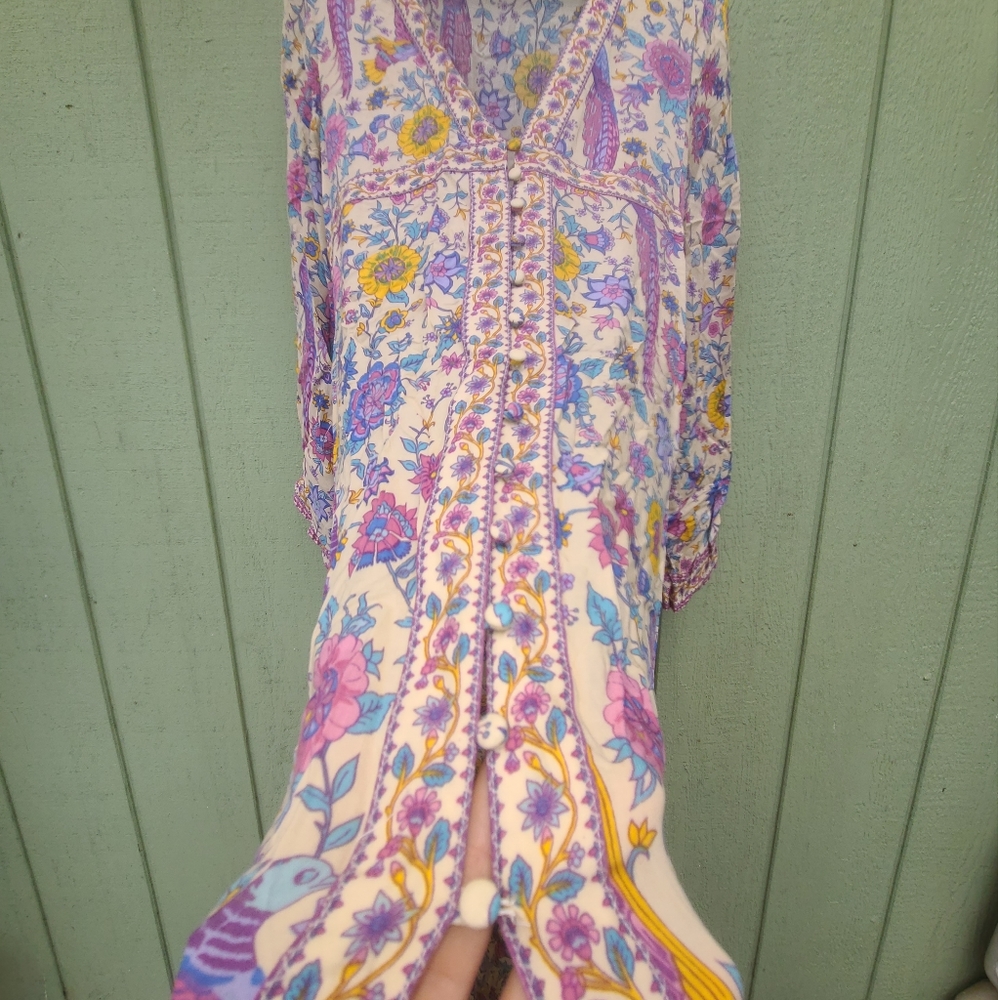 Spell Sample Lovebird Maxi Dress Gown Kimono Robe Duster S Chamomile OOAK NWOT - Picture 11 of 14